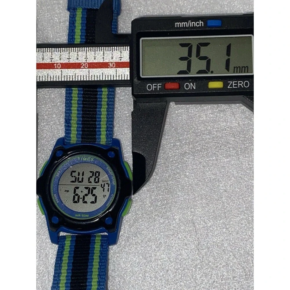 Timex Unisex Kids Digital Sport Wristwatch Blue Black Green Nylon Indiglo Used